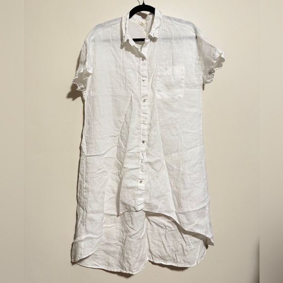 Eileen Fisher Blouse Tunic Top Small Button Down Irish Linen - Picture 2 of 7